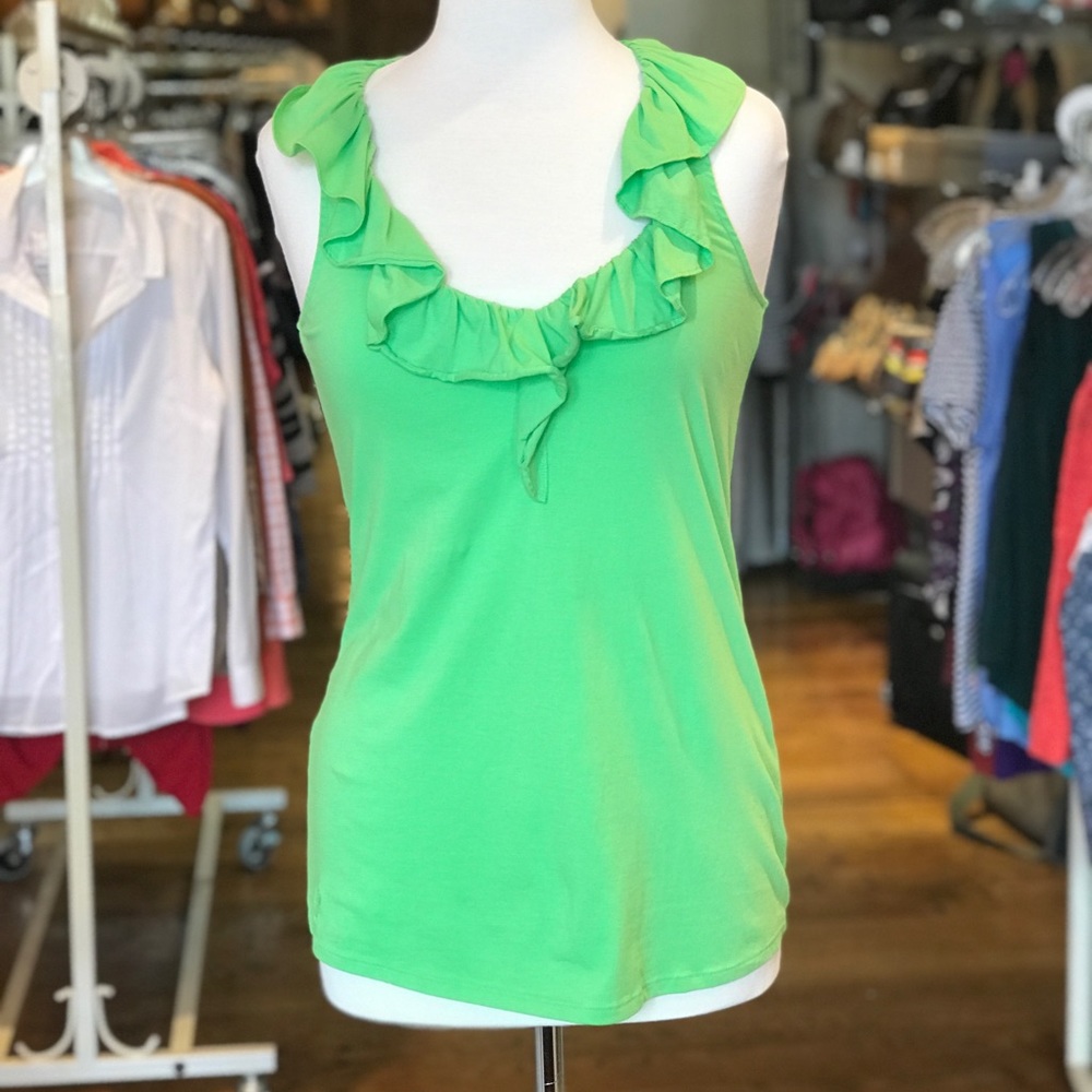 Lilly Pulitzer Lime Green Ruffle Tank Top Shirt M